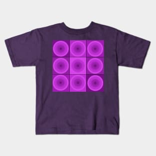 Purple Geometric Circles in Squares Kids T-Shirt